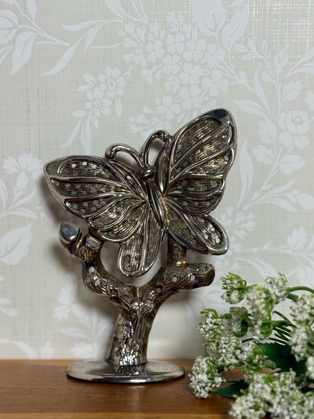 Vintage Silver Plated Butterfly Earring Holder